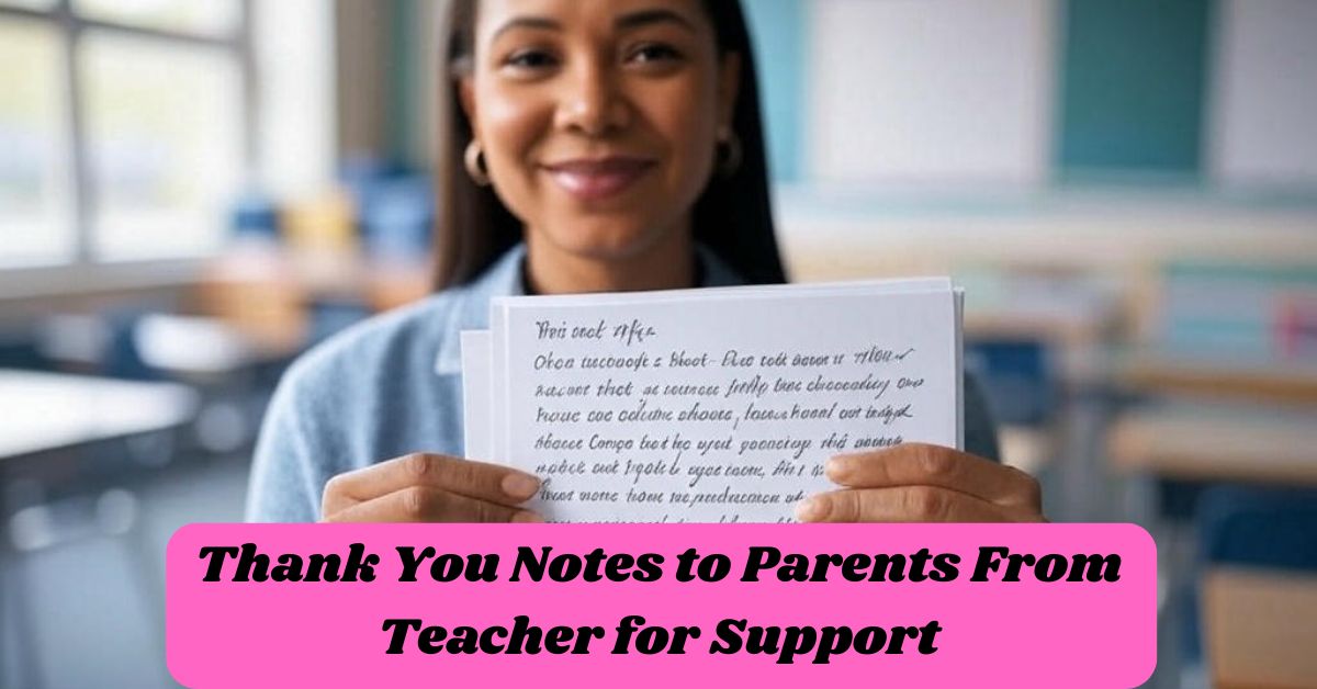 Thank You Notes to Parents From Teacher for Support